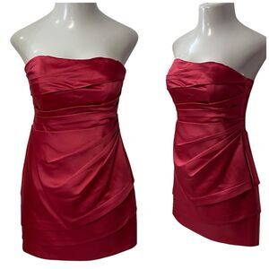 Davids Bridal Dress Womens 4 Pink Satin Short Strapless Style F14212 Elegant